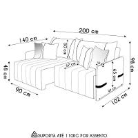 Sofá Cama Retrátil 200cm Essence D05 Linho Grafite-preto - Mpozenato