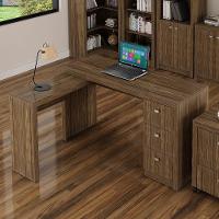 Mesa Em L Para Escritório 3 Gavetas Me4101 Nogal - Tecno Mobili - 6