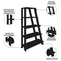 Estante Escada Multiuso Decorativa 5 Prateleiras Stela A06 Preto - Mpozenato - 3