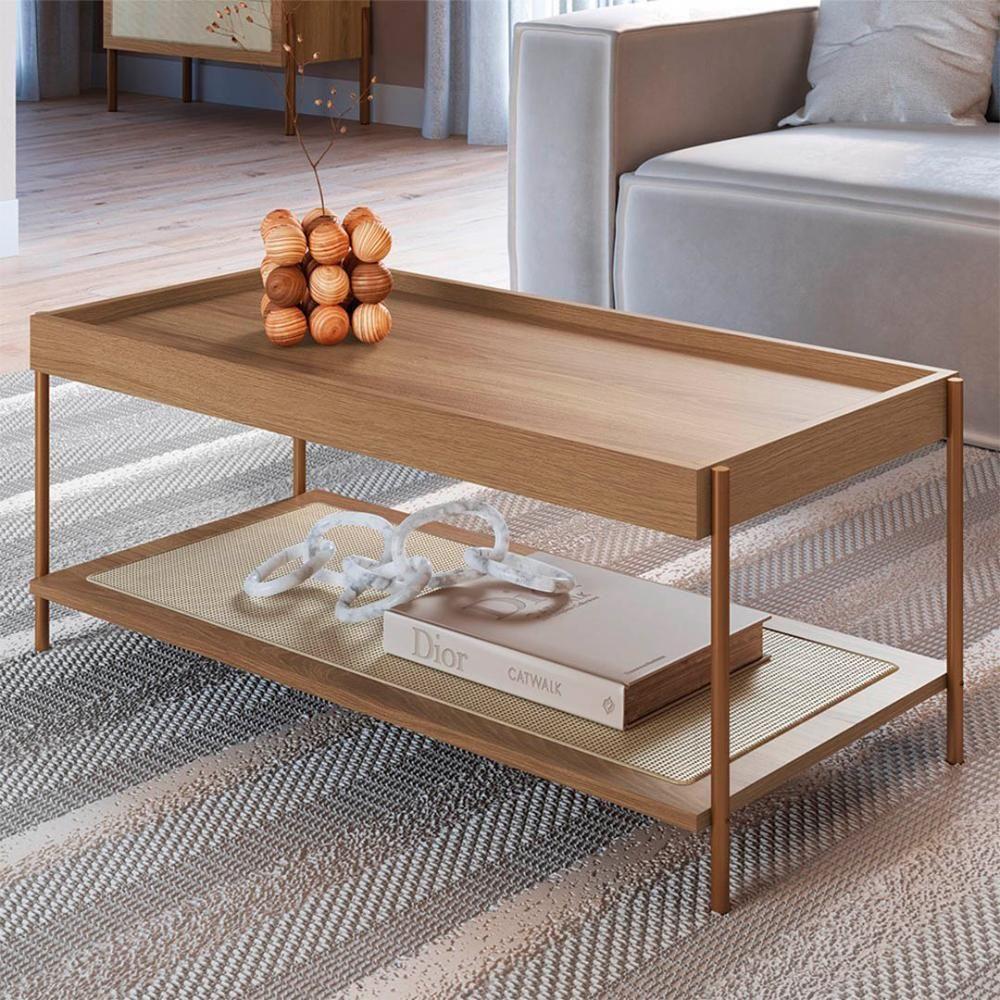 Mesa De Centro Para Sala Pé Metal Arlo A10 Hanover-dourado - Mpozenato - 2