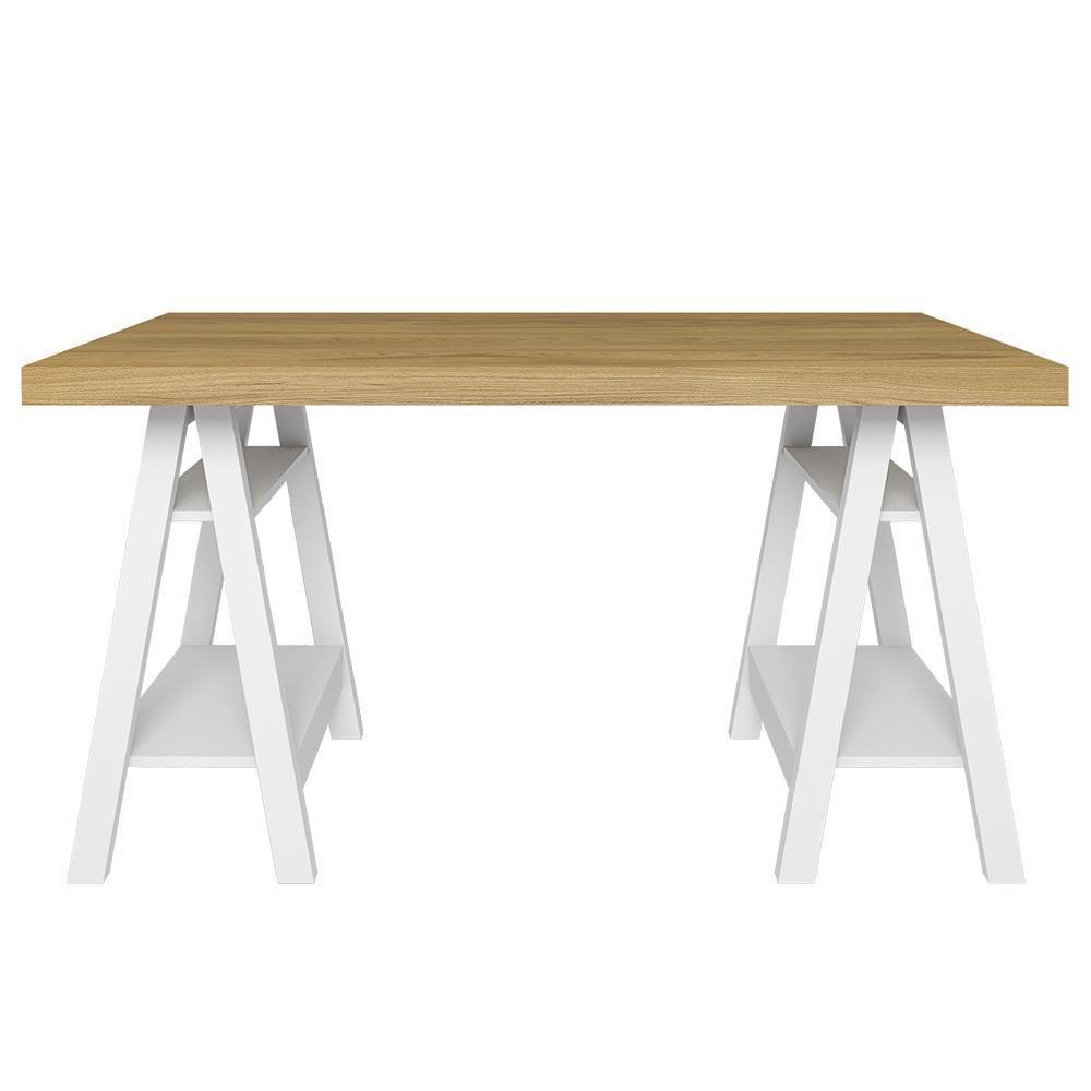 Mesa Escrivaninha 135cm Pés Cavalete Darte A06 Olmo-branco - Mpozenato - 2