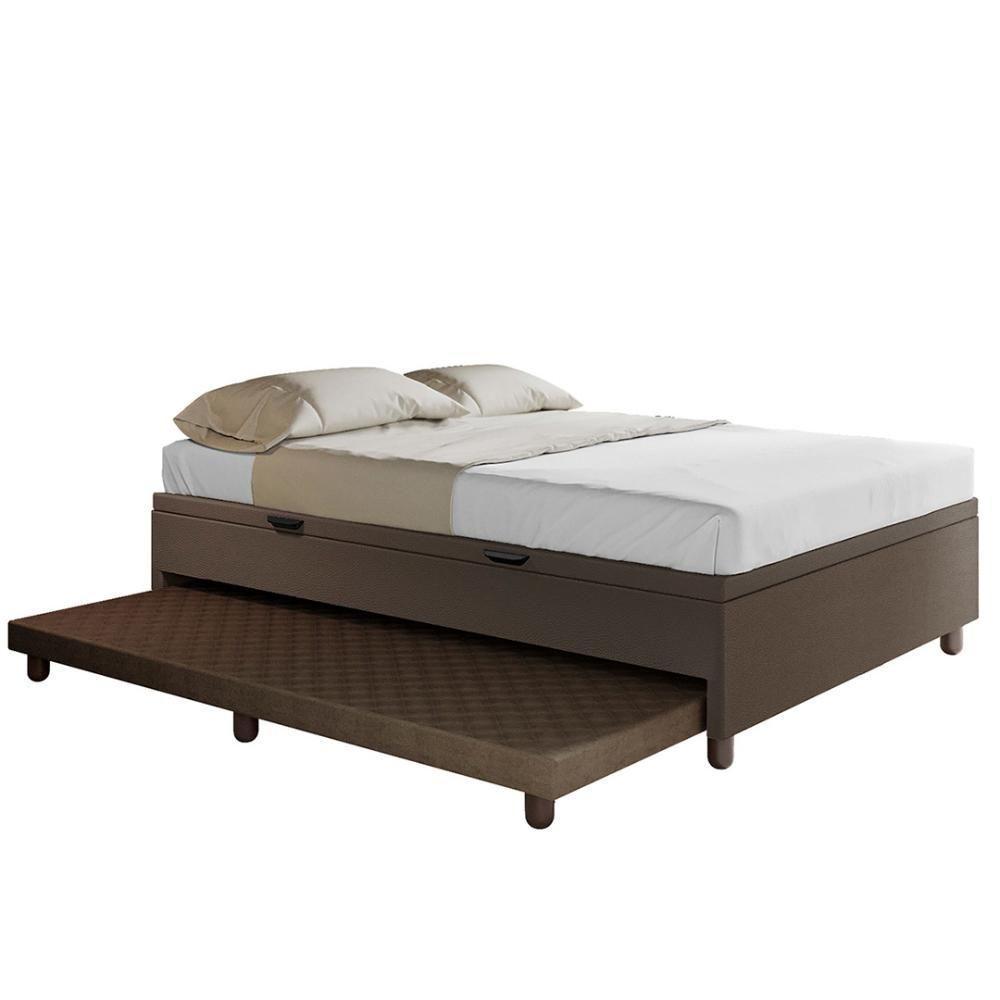 Bicama Casal Box Com Baú 138x188cm Samy S05 Sintético Marrom - Mpozenato - 7