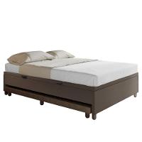 Bicama Casal Box Com Baú 138x188cm Samy S05 Sintético Marrom - Mpozenato - 1