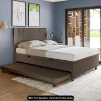 Bicama Casal Box Com Baú 138x188cm Samy S05 Sintético Marrom - Mpozenato - 5