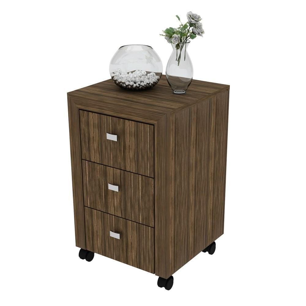 Gaveteiro 3 Gavetas Com Rodízios Me4108 Nogal - Tecno Mobili - 1