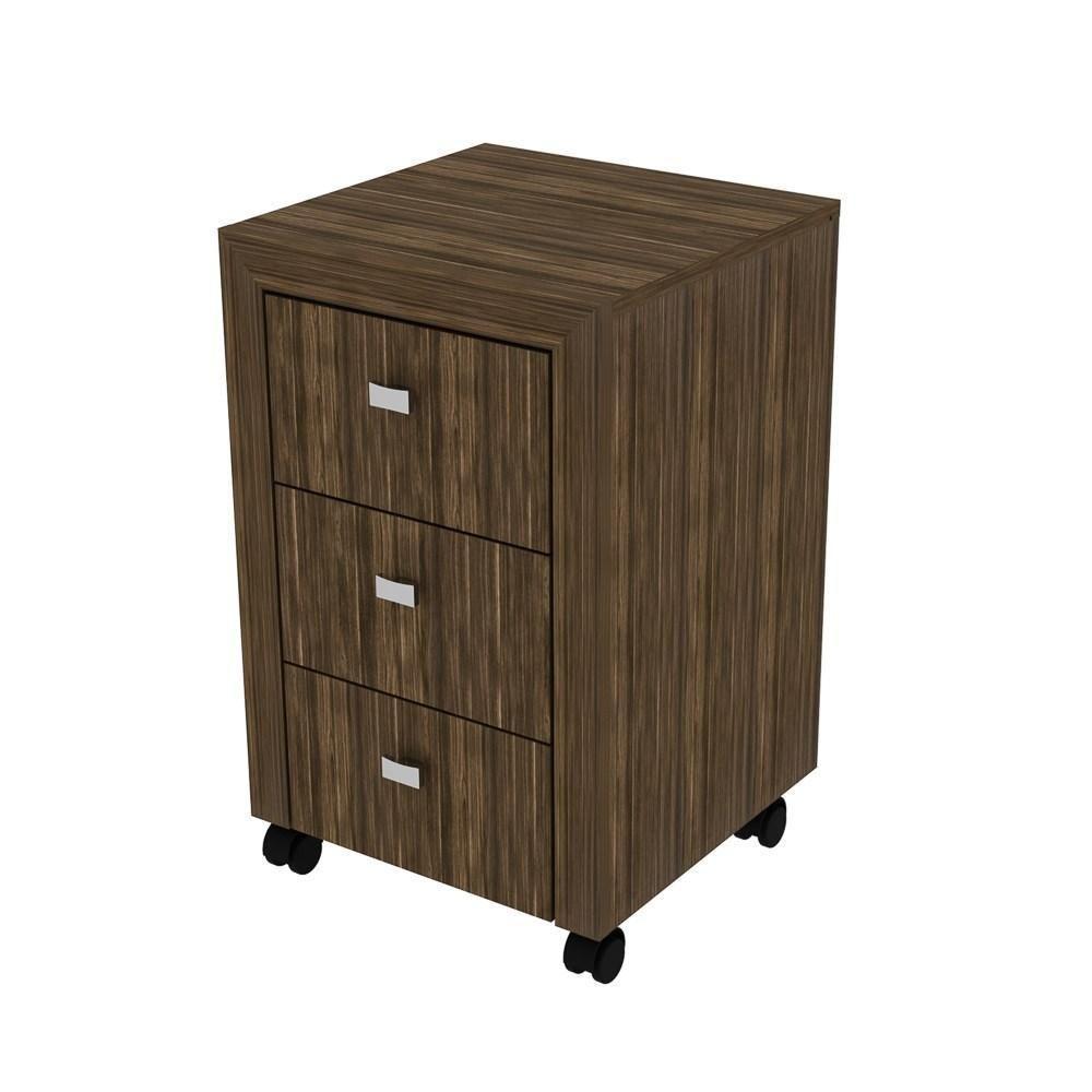 Gaveteiro 3 Gavetas Com Rodízios Me4108 Nogal - Tecno Mobili - 4