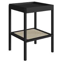 Mesa Lateral Com Prateleira Pés Madeira Arlo A10 Nero-preto - Mpozenato - 1