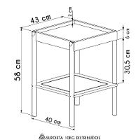 Mesa Lateral Com Prateleira Pés Madeira Arlo A10 Nero-preto - Mpozenato