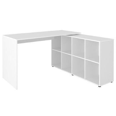 Mesa Escrivaninha em l Eron A06 Moderna em MDF 140cm Branco para Escritório