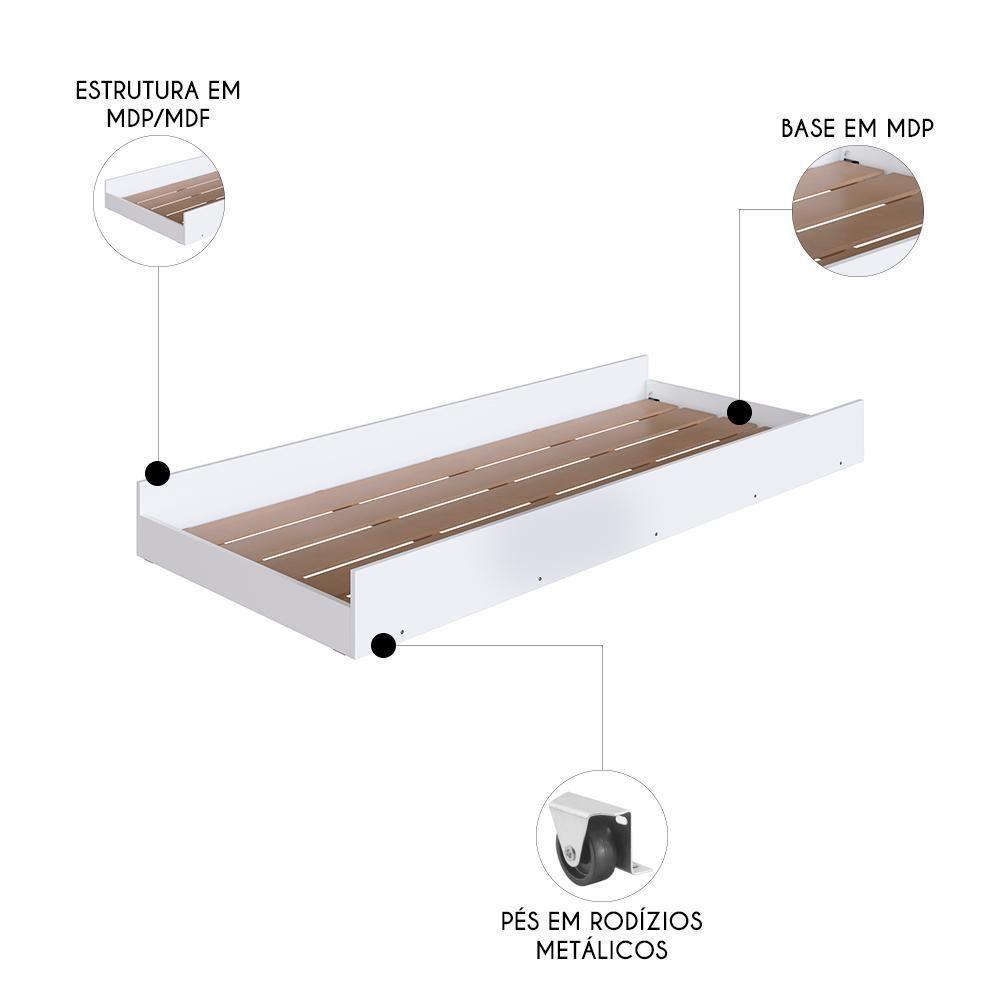 Cama Auxiliar Infantil Para Colchão 78x188cm Infix C06 Branco - Mpozenato - 3