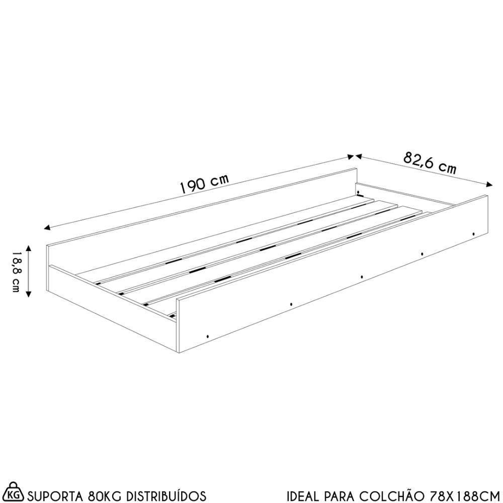 Cama Auxiliar Infantil Para Colchão 78x188cm Infix C06 Branco - Mpozenato - 4