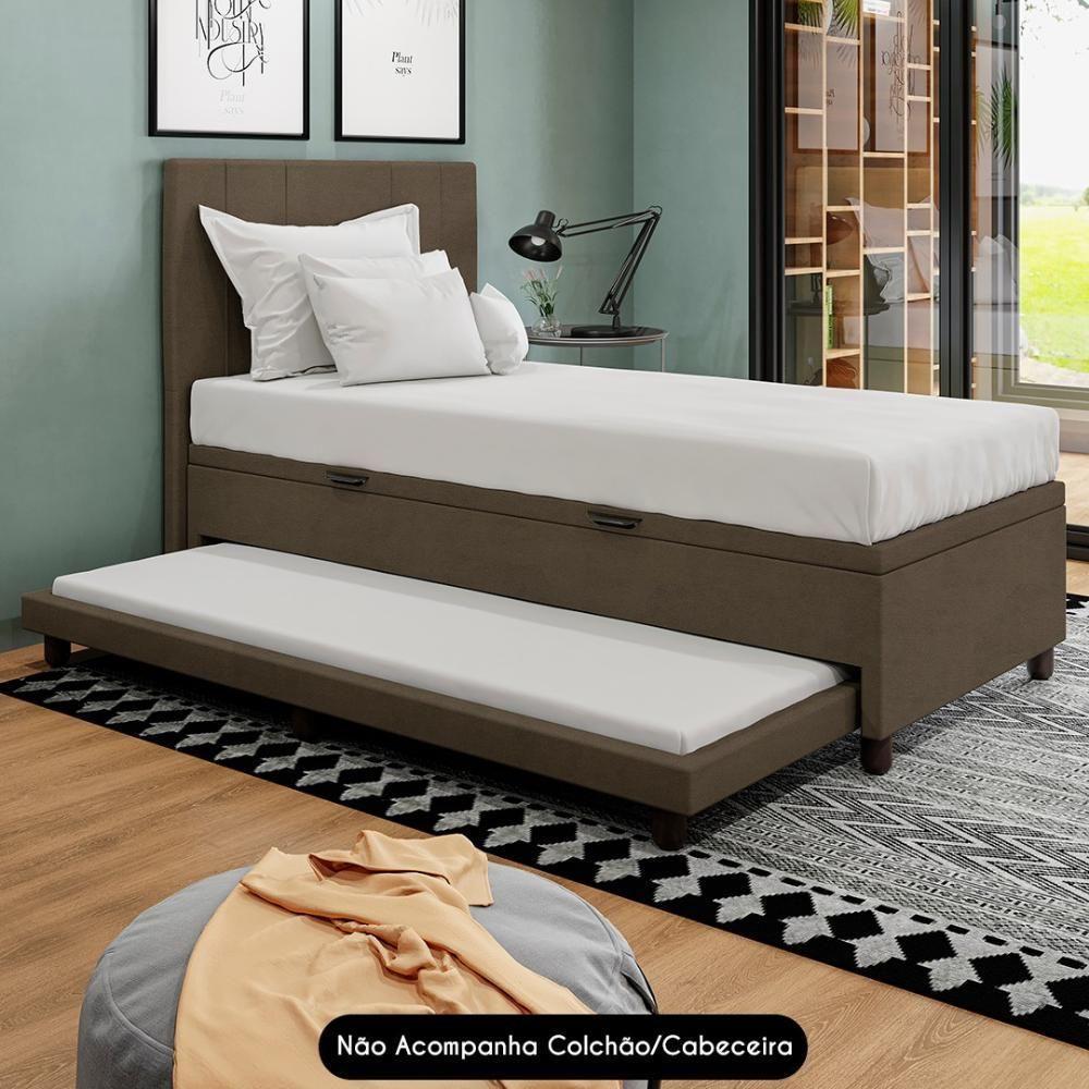 Bicama Box Baú Solteirão 96x188 Cm Samy S05 Veludo Marrom - Mpozenato - 7