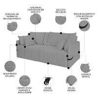 Sofá Cama Retrátil 180cm Essence D05 Linho Grafite-preto - Mpozenato - 3