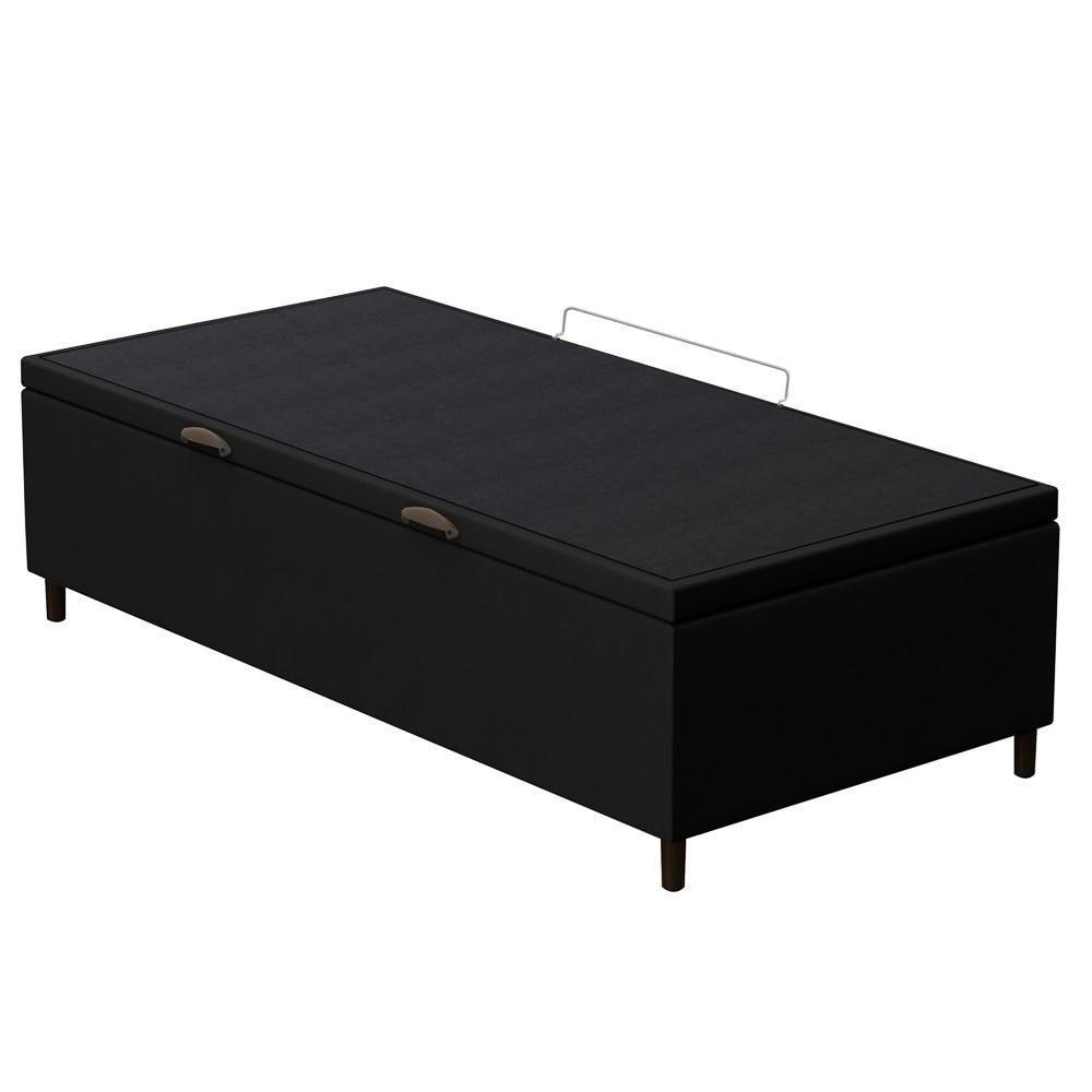 Base Para Cama Box Baú Solteiro 88x188cm Hit I02 Suede Preto - Mpozenato - 1