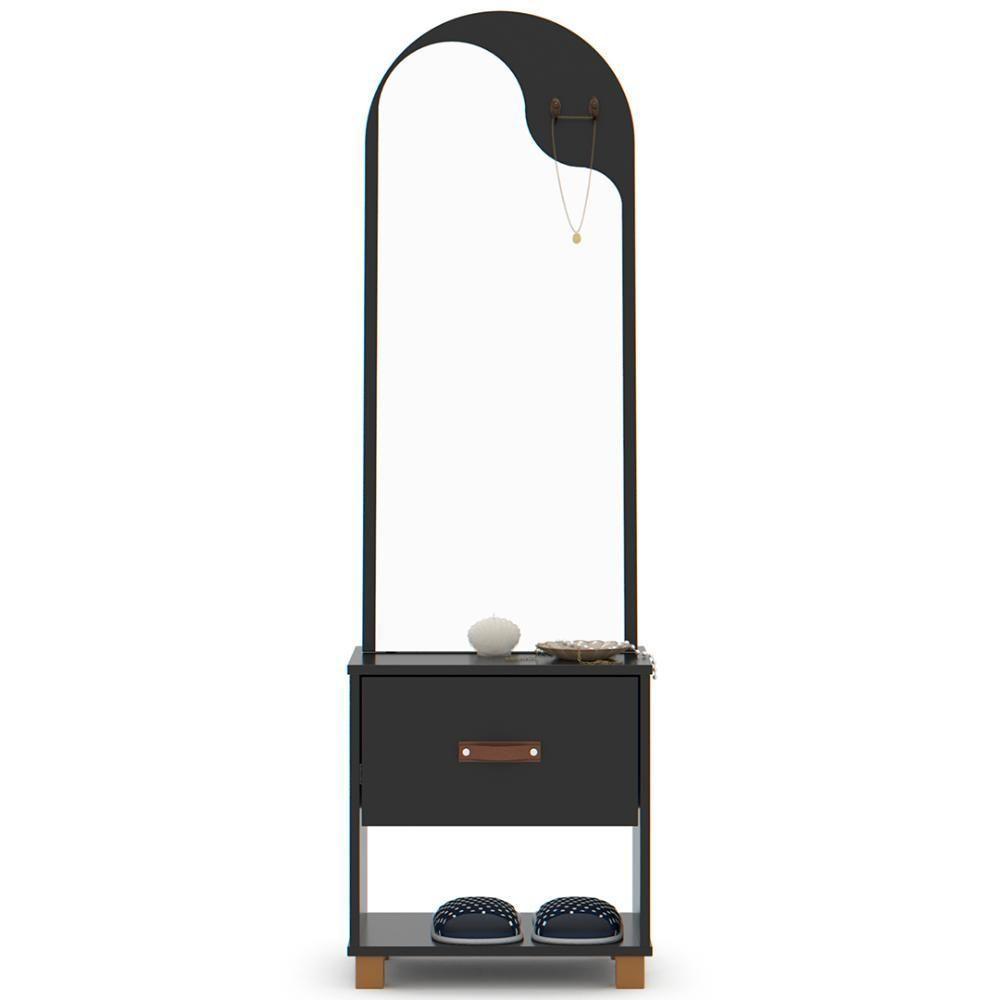 Toucador Penteadeira Com Espelho 1 Gaveta Organic Preto - Ej Móveis - 5