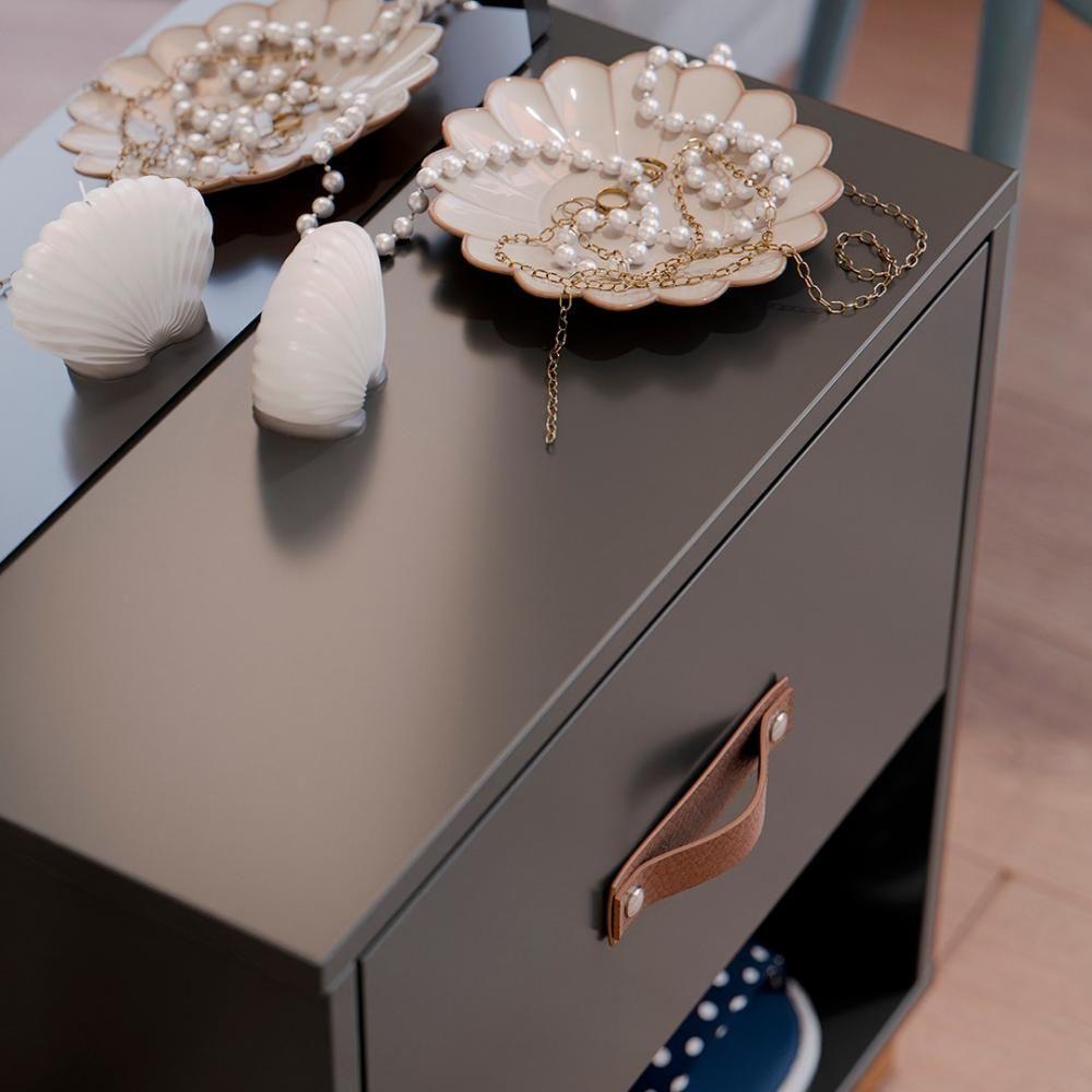 Toucador Penteadeira Com Espelho 1 Gaveta Organic Preto - Ej Móveis - 8