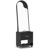 Toucador Penteadeira Com Espelho 1 Gaveta Organic Preto - Ej Móveis - 1