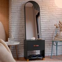 Toucador Penteadeira Com Espelho 1 Gaveta Organic Preto - Ej Móveis - 2