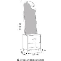 Toucador Penteadeira Com Espelho 1 Gaveta Organic Preto - Ej Móveis