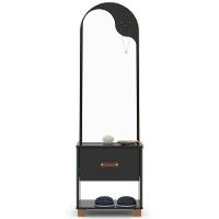 Toucador Penteadeira Com Espelho 1 Gaveta Organic Preto - Ej Móveis - 5