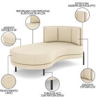 Chaise Longue Divã 164cm Braço Direito Logus D06 Linho Creme - Mpozenato