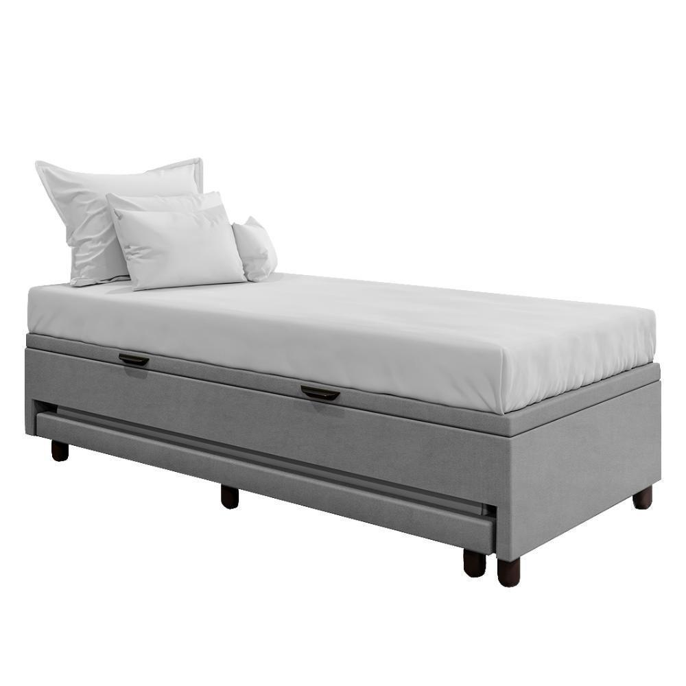 Bicama Box Baú Solteirão 96x188 Cm Samy S05 Veludo Cinza - Mpozenato - 1