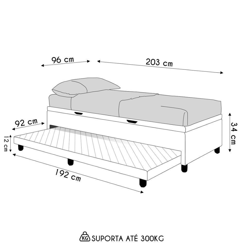 Bicama Box Baú Solteirão 96x188 Cm Samy S05 Veludo Cinza - Mpozenato - 4