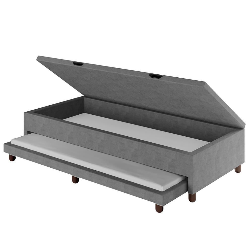 Bicama Box Baú Solteirão 96x188 Cm Samy S05 Veludo Cinza - Mpozenato - 5