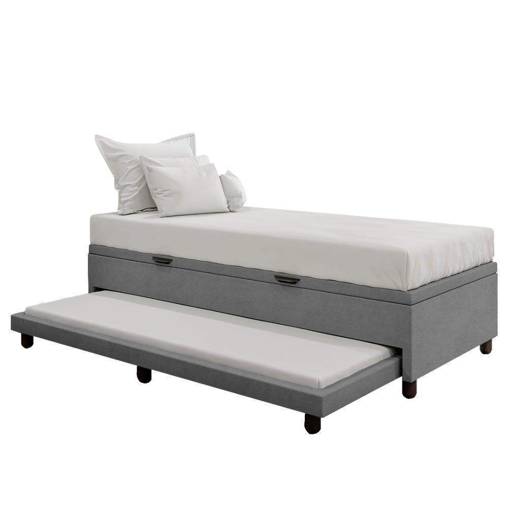 Bicama Box Baú Solteirão 96x188 Cm Samy S05 Veludo Cinza - Mpozenato - 6