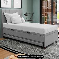 Bicama Box Baú Solteirão 96x188 Cm Samy S05 Veludo Cinza - Mpozenato - 2