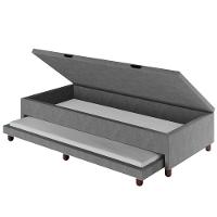 Bicama Box Baú Solteirão 96x188 Cm Samy S05 Veludo Cinza - Mpozenato - 5