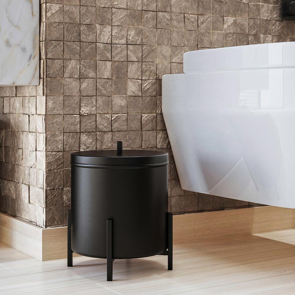 Lixeira Alumínio Com Tampa 6l Luxe D09 Preto - Mpozenato - 2