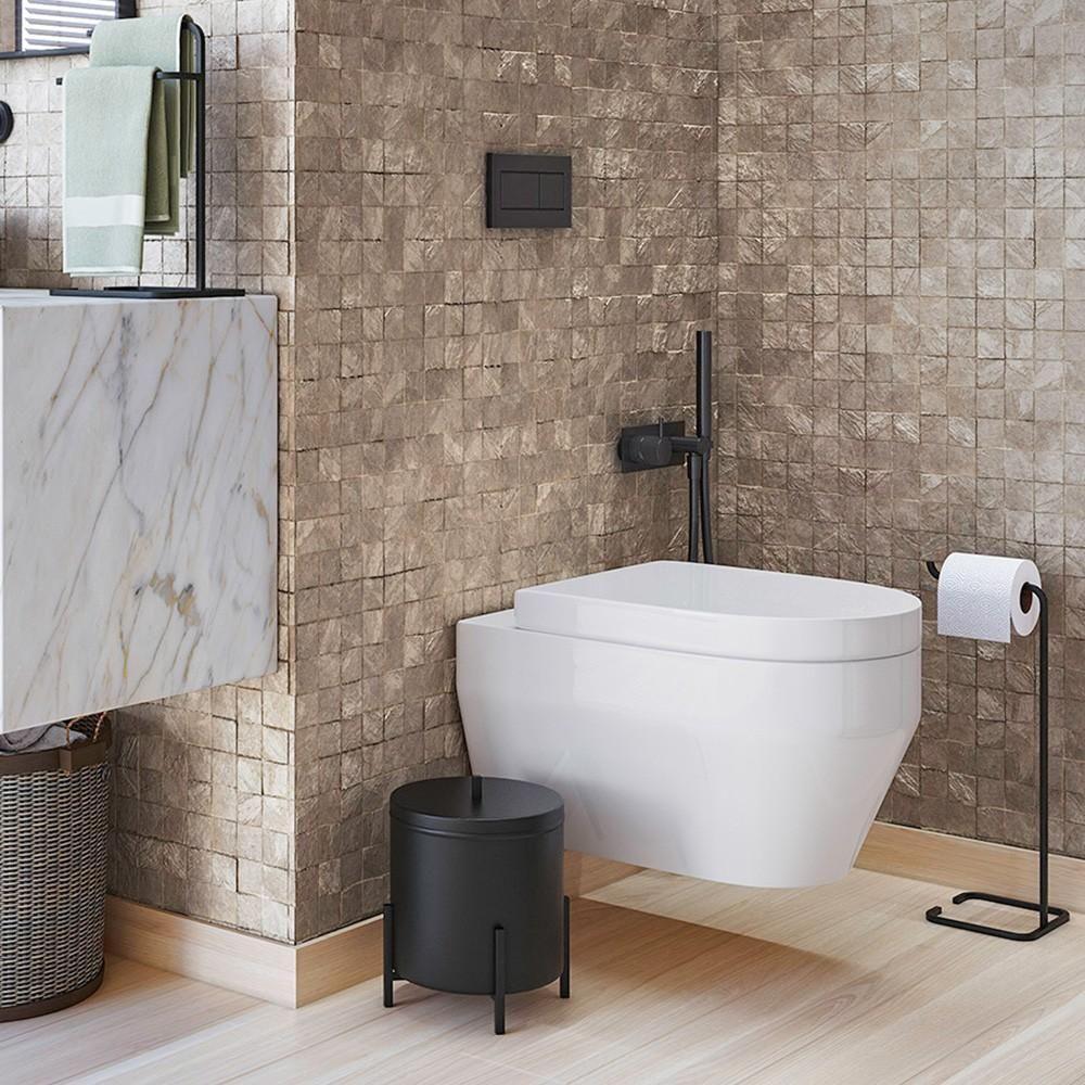 Lixeira Alumínio Com Tampa 6l Luxe D09 Preto - Mpozenato - 6