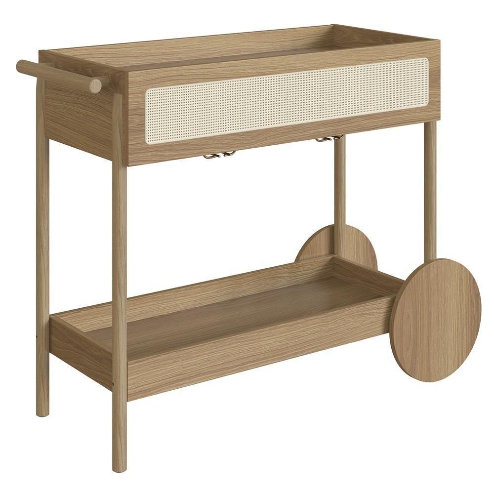 Carrinho Bar 1 Gaveta Porta Taças Pés Madeira Arlo A10 Hanover - Mpozenato - 1