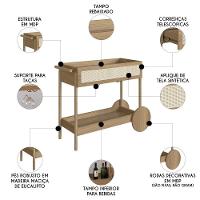 Carrinho Bar 1 Gaveta Porta Taças Pés Madeira Arlo A10 Hanover - Mpozenato - 7