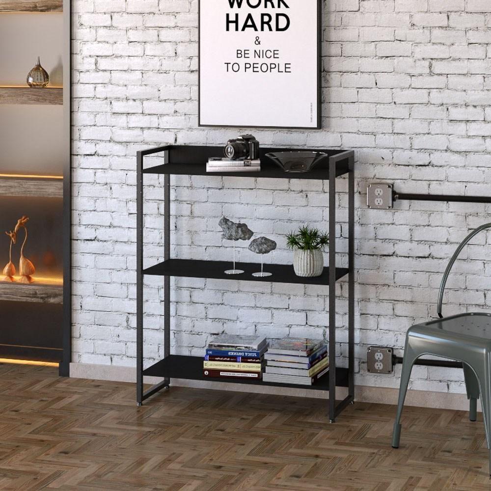 Estante Livreiro Dynamica Industrial 80cm 3 Prateleiras C08 Preto ônix - Mpozenato - 2