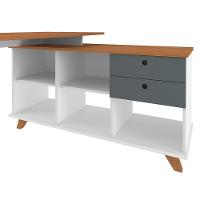 Mesa Escrivaninha Em L 2 Gavetas E Nichos Golden A06 Freijó-grafito-branco - Mpozenato - 3