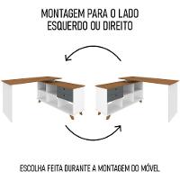 Mesa Escrivaninha Em L 2 Gavetas E Nichos Golden A06 Freijó-grafito-branco - Mpozenato - 9
