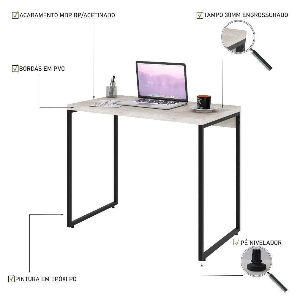 Mesa De Escritório Escrivaninha 90cm Dynamica Industrial C08 Snow - Mpozenato - 3