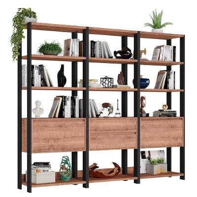 Estante Livreiro 2 Portas 2 Gavetas Estilo Industrial Chess F04 Preto-solanum - Mpozenato