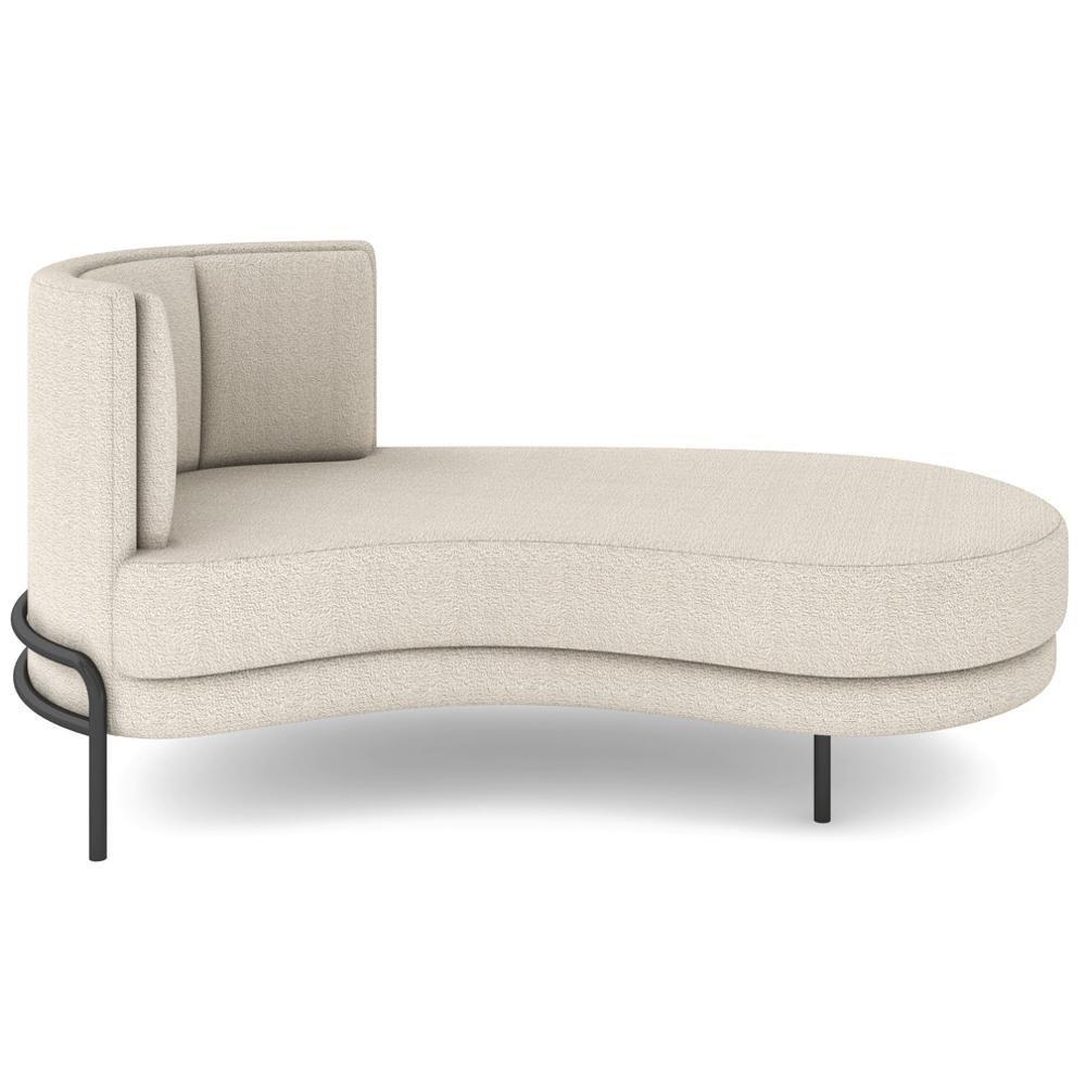 Chaise Longue Divã 164cm Braço Esquerdo Logus D06 Bouclê Bege - Mpozenato - 3