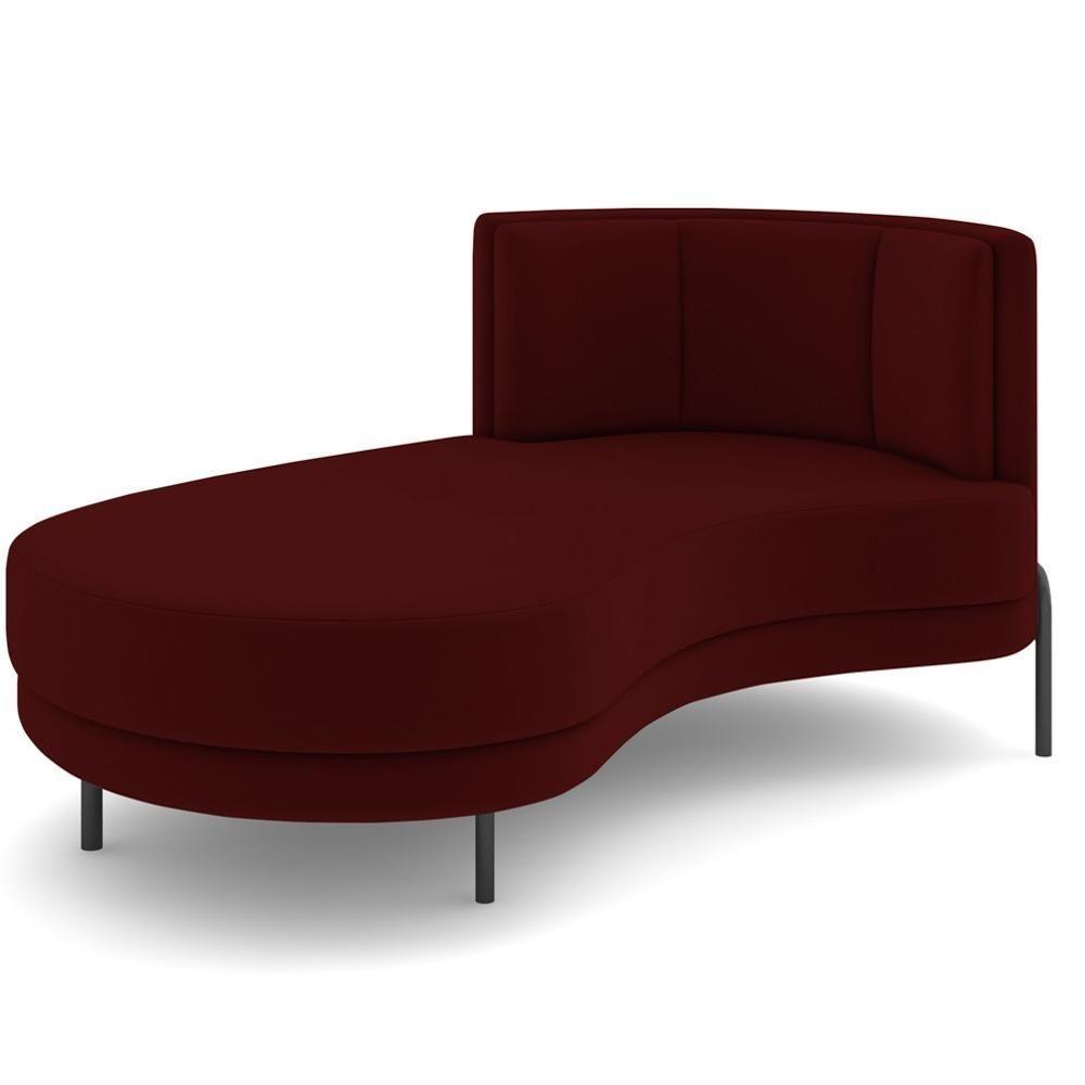 Chaise Longue Divã 164cm Braço Direito Logus D06 Veludo Vermelho - Mpozenato - 1