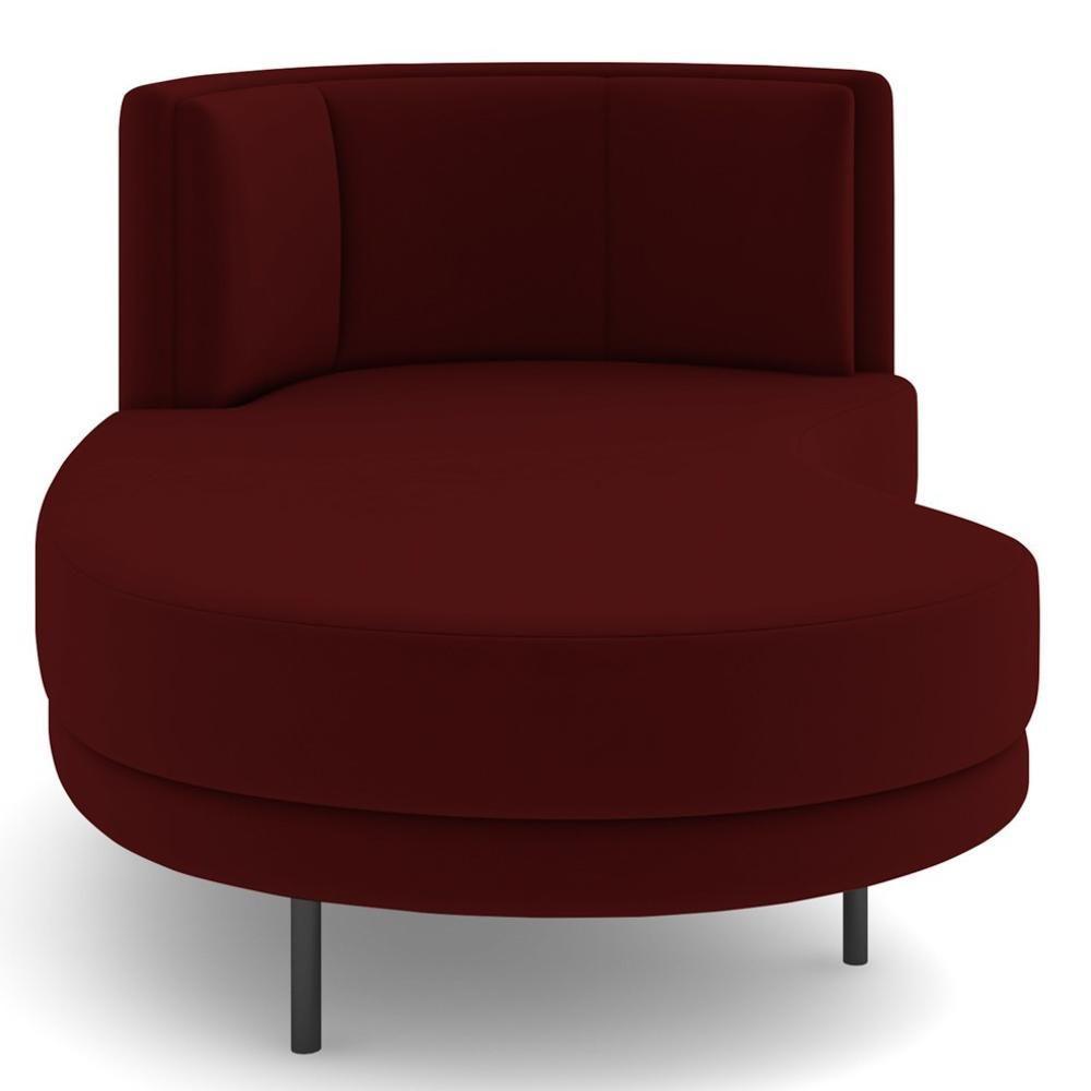Chaise Longue Divã 164cm Braço Direito Logus D06 Veludo Vermelho - Mpozenato - 6