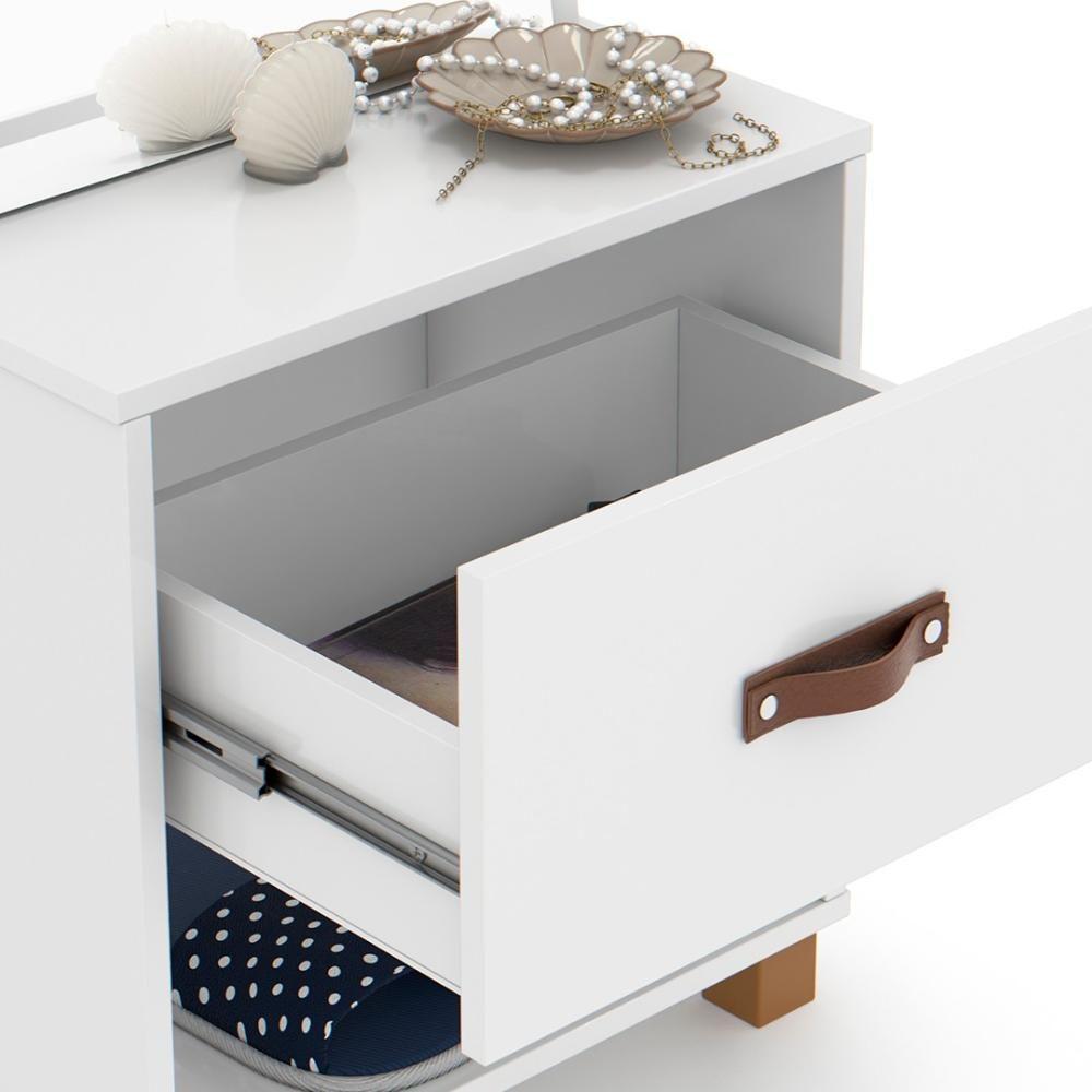 Toucador Penteadeira Com Espelho 1 Gaveta Organic Branco - Ej Móveis - 2