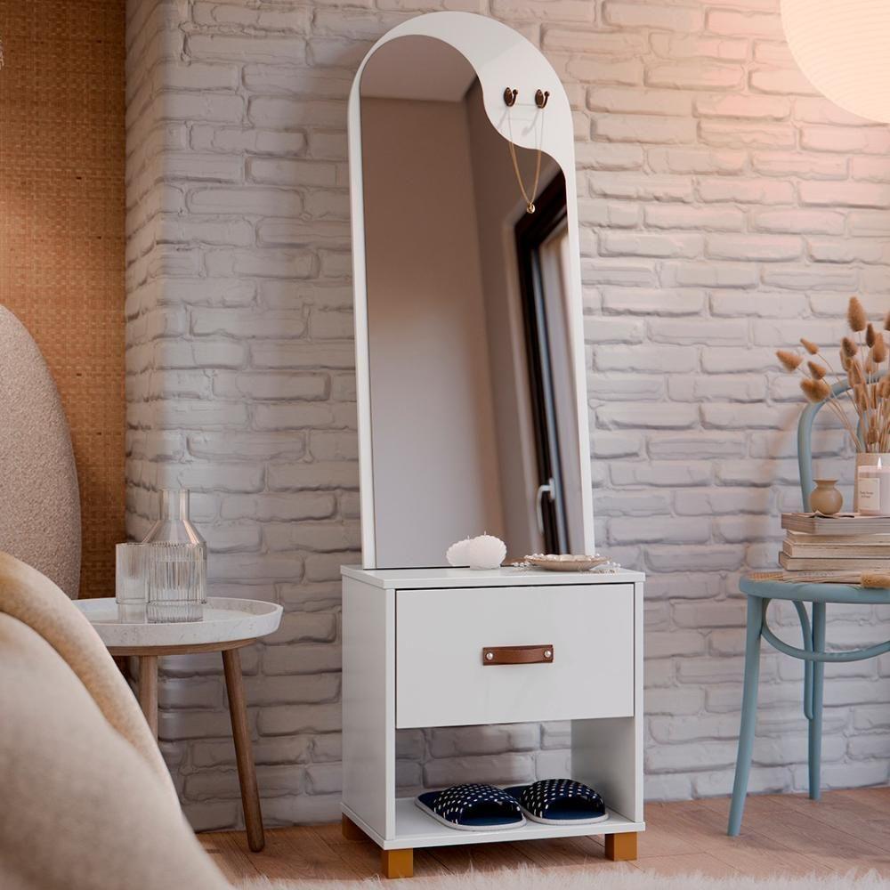 Toucador Penteadeira Com Espelho 1 Gaveta Organic Branco - Ej Móveis - 5