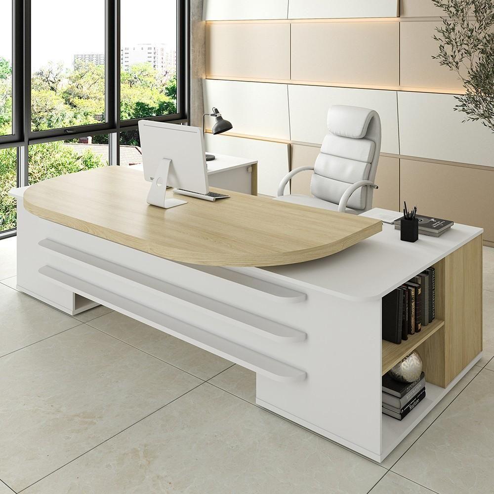 Mesa Em U Presidente Com Tomadas Tamburato Corp A06 Carvalho-branco - Mpozenato - 2