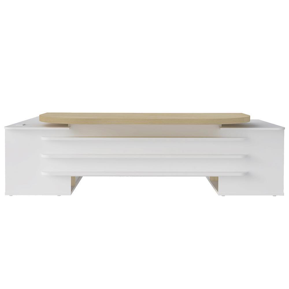 Mesa Em U Presidente Com Tomadas Tamburato Corp A06 Carvalho-branco - Mpozenato - 5