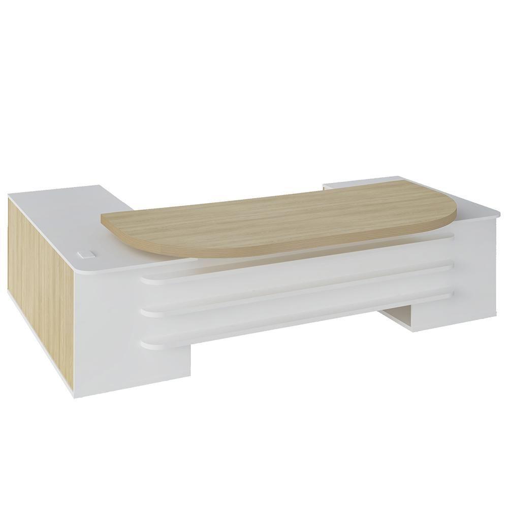 Mesa Em U Presidente Com Tomadas Tamburato Corp A06 Carvalho-branco - Mpozenato - 9