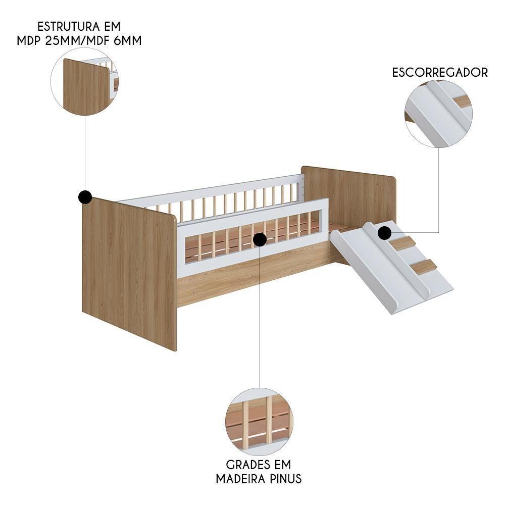 Cama Infantil Com Escorregador Lumiar C06 Aveiro-branco - Mpozenato - 6