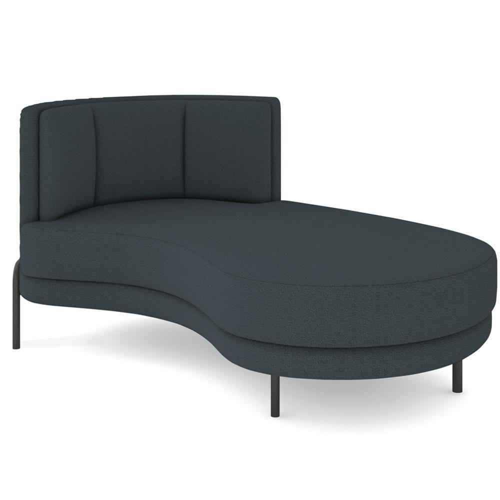 Chaise Longue Divã 164cm Braço Esquerdo Logus D06 Bouclê Chumbo - Mpozenato - 1